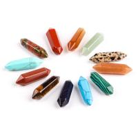 Gemstone Pendants Jewelry, Natural Stone, Hexagon Bugles, polished, for wire wrapped pendant making & DIY & different materials for choice & no hole, more colors for choice, 30x8mm, Sold By PC