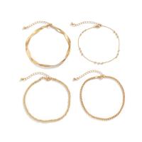 Brass Anklet, with Copper Coated Plastic & Iron, with 1.9inch extender chain, plated, 4 pieces & for woman, more colors for choice, Length:Approx 8.6 Inch, Sold By Set
