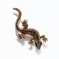 Zinc Alloy Brooches Gecko plated with rhinestone Sold By PC
