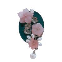 Tibetan Style Brooches, with Resin & Plastic Pearl, plated, different styles for choice & for woman & enamel, more colors for choice, 45x56mm, Sold By PC