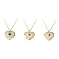 Cubic Zircon Micro Pave Brass Necklace, Heart, gold color plated, for woman & enamel, more colors for choice, 20x19x3mm, Length:Approx 18 Inch, Sold By PC