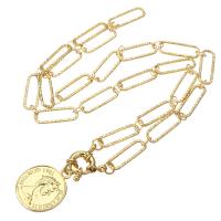 Brass Necklace, gold color plated, for woman, Length:Approx 18.5 Inch, Sold By PC