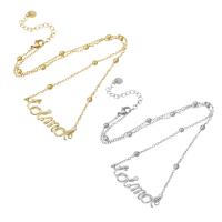 Messing Halskette, Alphabet-Buchstabe, plattiert, für Frau & mit Strass, keine, Länge ca. 18.5 ZollInch, verkauft von PC