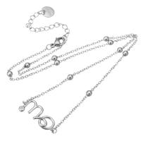 Messing Halskette, Platinfarbe platiniert, für Frau & mit Strass, Länge:ca. 18.5 ZollInch, verkauft von PC