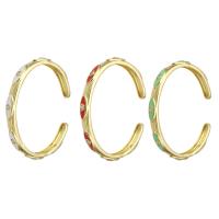 Brass Cuff Bangle, gold color plated, Adjustable & micro pave cubic zirconia & for woman & enamel, more colors for choice, 58mm, Sold By PC