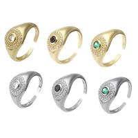 Cúbicos Circonia Micro Pave anillo de latón, metal, chapado, Ajustable & micro arcilla de zirconia cúbica & para mujer, más colores para la opción, tamaño:6.5, Vendido por UD