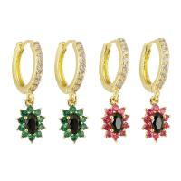Huggie Hoop Drop Ohrringe, Messing, goldfarben plattiert, Micro pave Zirkonia & für Frau, keine, 25mm, verkauft von Paar