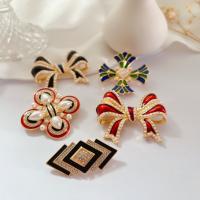 Tibetan Style Brooches, with Plastic Pearl, gold color plated, different styles for choice & for woman & enamel & with rhinestone, more colors for choice, Sold By PC
