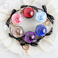 Key Chain, Zinc Alloy, med Plastic & Plastic Pearl, håndlavet, for kvinde, flere farver til valg, nikkel, bly & cadmium fri, 50mm, Solgt af PC