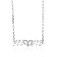 Cubic Zircon Micro Pave Brass Necklace 304 Stainless Steel Alphabet Letter Vacuum Ion Plating Mother Day Jewelry & micro pave cubic zirconia & for woman Length Approx 17.72 Inch Sold By PC