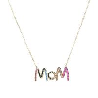 Cubic Zircon Micro Pave Brass Necklace, 304 Stainless Steel, with 1.97inch extender chain, Alphabet Letter, Mother Day Jewelry & for woman & with rhinestone, more colors for choice, Length:Approx 16.93 Inch, Sold By PC