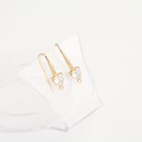 Brass Hook Earwire real gold plated with rhinestone golden Sold By PC