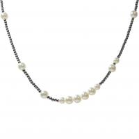 Titanium Steel Necklace, with Plastic Pearl, Unisex, more colors for choice, Length:Approx 45 cm, Sold By PC