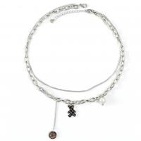 Acier titane collier, avec perle de plastique, pour femme, argent, Longueur:Environ 49 cm, Vendu par PC