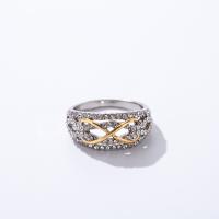 Zinc Alloy Finger Ring plated for woman & with rhinestone silver color 17mm Sold By PC