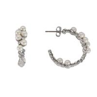 Messing Stud Earring, met Plastic Pearl, plated, micro pave zirconia & voor vrouw, gemengde kleuren, 3-35mm, Verkocht door pair