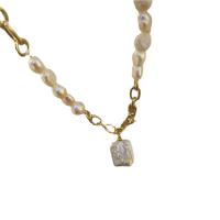 Freshwater Pearl Brass Chain Necklace, cobre, with Pérolas de água doce, para mulher, dourado, comprimento Aprox 45 cm, vendido por PC