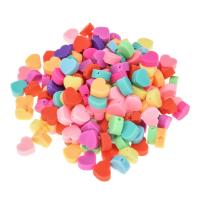 Polymer lerperler, Polymer Clay, Heart, ovntørrende lak, du kan DIY, blandede farver, 11x10x5mm, 100pc'er/Bag, Solgt af Bag