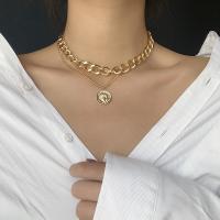 Zinc Alloy smykker halskæde, forgyldt, Dobbelt lag & for kvinde, flere farver til valg, Længde Ca. 45 cm, Solgt af PC