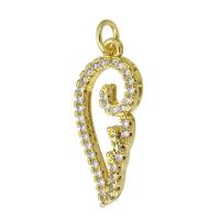 Cubic Zirconia Micro Pave Brass Pendant, gold color plated, fashion jewelry & DIY & micro pave cubic zirconia, golden, 10x24x3mm, Hole:Approx 3mm, 10PCs/Lot, Sold By Lot