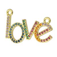 Cubic Zirconia Micro Pave Brass Connector Alphabet Letter gold color plated fashion jewelry & DIY & micro pave cubic zirconia multi-colored Approx 2mm Sold By Lot