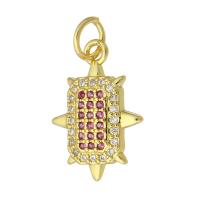 Cubic Zirconia Micro Pave Brass Pendant, gold color plated, fashion jewelry & DIY & micro pave cubic zirconia, multi-colored, 11x16x2mm, Hole:Approx 4mm, 10PCs/Lot, Sold By Lot