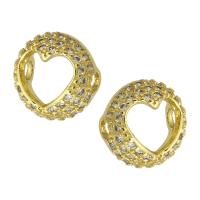 Cubic Zirconia Micro Pave Brass Beads, gold color plated, fashion jewelry & DIY & micro pave cubic zirconia, golden, 10x10x5mm, Hole:Approx 2mm, 10PCs/Lot, Sold By Lot