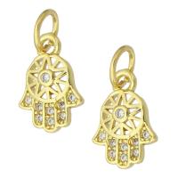 Cubic Zirconia Micro Pave Brass Pendant Hand gold color plated fashion jewelry & DIY & micro pave cubic zirconia golden Approx 3mm Sold By Lot