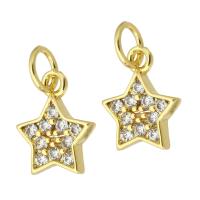 Cubic Zirconia Micro Pave Brass Pendant Star gold color plated fashion jewelry & DIY & micro pave cubic zirconia golden Approx 3mm Sold By Lot