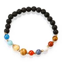 Gemstone Bracelet, with Tibetan Style, Round, gold color plated, Unisex & anti-fatigue, more colors for choice, 8mm, Length:Approx 7.48 Inch, Sold By PC