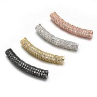 Brass Curved Tube Beads, plated, DIY & micro pave cubic zirconia, more colors for choice, nickel, lead & cadmium free, 30x5mm, Sold By PC