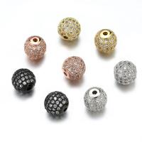 Befestigte Zirkonia Perlen, Messing, rund, plattiert, DIY & Micro pave Zirkonia, keine, frei von Nickel, Blei & Kadmium, 6x6mm, verkauft von PC