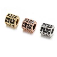 Cubic Zirconia Micro Pave Brass Beads, Hexagon, plated, DIY & micro pave cubic zirconia, more colors for choice, nickel, lead & cadmium free, 8x8mm, Sold By PC