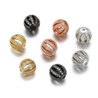 Cubic Zirconia Micro Pave Brass Beads, Round, plated, DIY & micro pave cubic zirconia & hollow, more colors for choice, nickel, lead & cadmium free, 29x8mm, Sold By PC