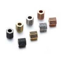 Perles cubes en laiton zircon Micro Pave, hexagone, Placage, DIY & pavé de micro zircon, plus de couleurs à choisir, protéger l'environnement, sans nickel, plomb et cadmium, 8x7mm, Vendu par PC