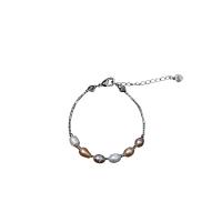 Freshwater Cultured Pearl Bracelet Brass with Freshwater Pearl with 1.97 extender chain Rice silver color plated for woman nickel lead & cadmium free 7-8mm Length 6.3 Inch Sold By PC