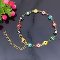 Evil Eye Jewelry Bracelet 304 Stainless Steel with 5 extender chain Vacuum Ion Plating fashion jewelry & Unisex & enamel multi-colored 6mm Length 17 cm Sold By PC