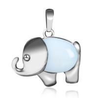Gemstone Pendant with Zinc Alloy Elephant platinum color plated fashion jewelry & for woman Sold By PC
