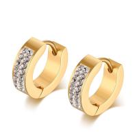 Titantium acciaio Huggie Orecchino ad anello, gioielli di moda & per la donna & con strass, nessuno, 12.60x4mm, Venduto da PC