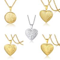 Fashion Locket Necklace 304 Stainless Steel Heart fashion jewelry & with photo locket & for woman 29*29mm 31*28mm Length Approx 19.69 Inch Sold By PC
