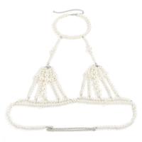 Πλαστικά Μαργαριτάρι Σώμα αλυσίδα, με σιδερένια αλυσίδα, χρώμα επιπλατινωμένα, κοσμήματα μόδας & διαφορετικά στυλ για την επιλογή & για τη γυναίκα, Sold Με PC
