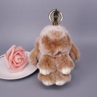 Bag Purse Charms Keyrings Keychains, Rex Rabbit Fur, with Tibetan Style, Rabbit, cute & Unisex, more colors for choice, 50x110mm, Sold By PC