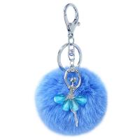 Bag Purse Charms Keyrings Keychains Plush with Zinc Alloy Dancing Girl cute & for woman & with rhinestone Sold By PC