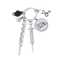 Tibetan Style Key Clasp, with Glass, Syringe, plated, Unisex, more colors for choice, 100mm, Sold By PC