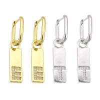 Huggie Hoop Drop Earring, Brass, plated, different designs for choice & micro pave cubic zirconia & for woman, more colors for choice, 36mm, Sold By Pair