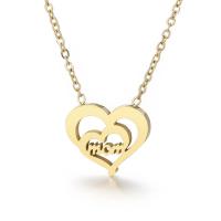 Titanium Steel Necklace, Heart, Vacuum Ion Plating, Mother Day Jewelry & for woman & hollow, golden, 15x16mm, Length:Approx 18.11 Inch, Sold By PC