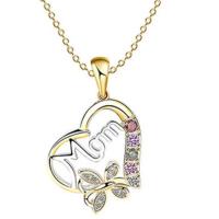Tibetan Style Necklace, Heart, gold color plated, Mother Day Jewelry & for woman & with rhinestone, nickel, lead & cadmium free, Length:Approx 17.72 Inch, Sold By PC