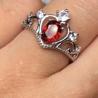 Dragi kamen Finger Ring, Cink Alloy, s Granat, za žene, miješana boja, 5x7mm, Prodano By PC