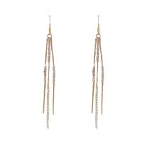 Brass Drop Earring brass earring hook plated micro pave cubic zirconia & for woman golden Sold By Pair