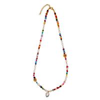 Evil Eye Jewelry Necklace Freshwater Pearl with Seedbead & Lampwork for woman mixed colors 8mm Length 48 cm Sold By PC